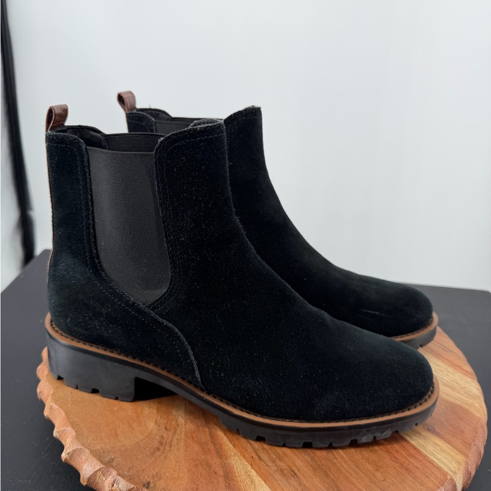 Sam Edelman Waterproof black Suede Ankle Boots‎ - Jaclyn sz 9 lug sole